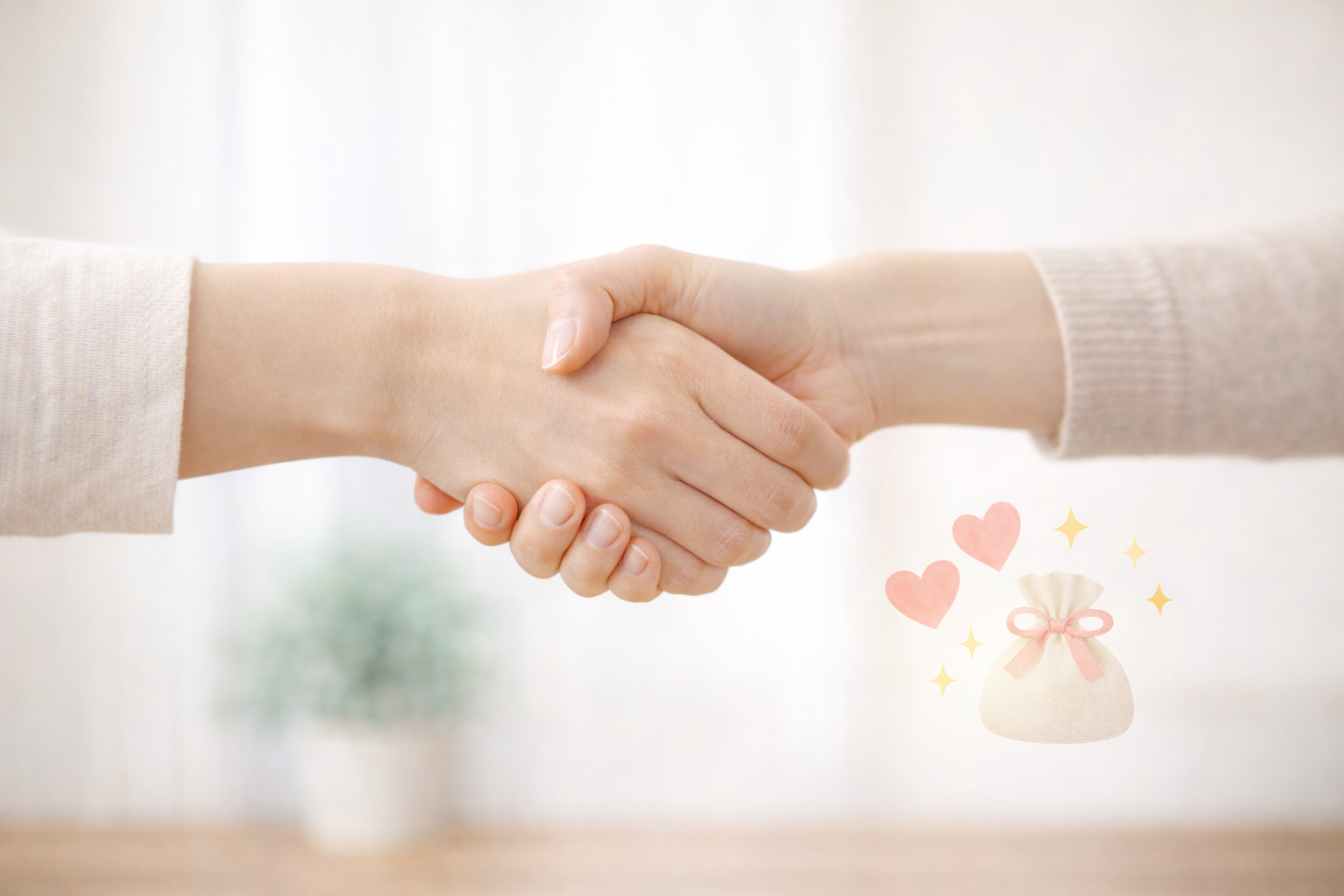 現金を受け取る